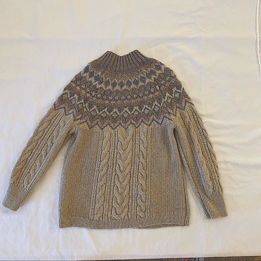 Chico Tan Sweater with mock turtleneck in size 2 (large)